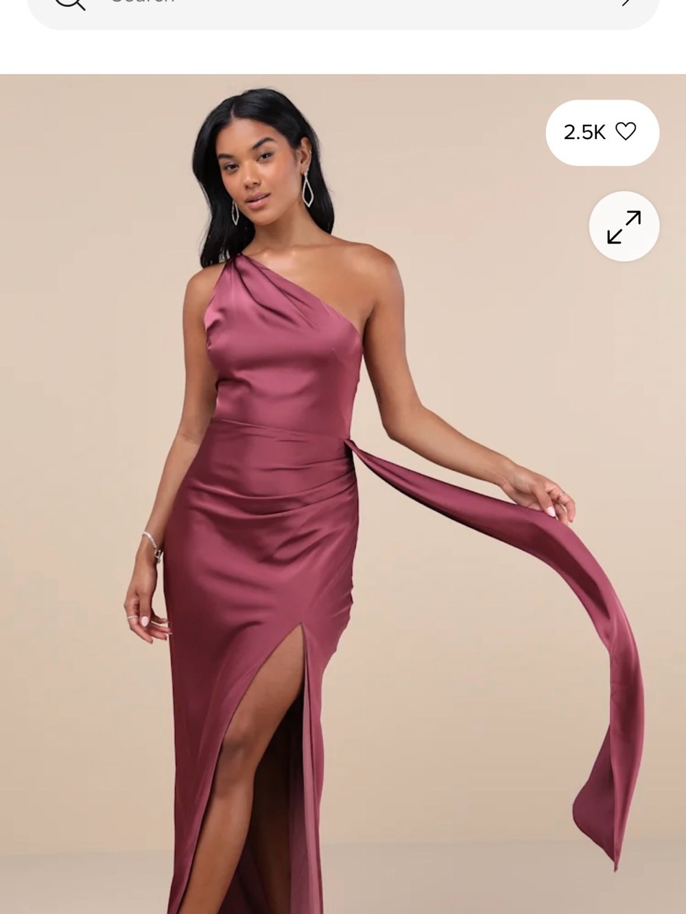 Lulu's One-Shoulder Satin Gown in Mauve